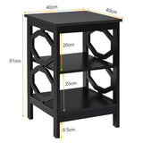 3-tier Nightstand Sofa Side End Accent Table-Black