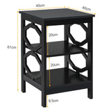 3-tier Nightstand Sofa Side End Accent Table-Black