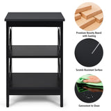 3-tier Nightstand Sofa Side End Accent Table-Black