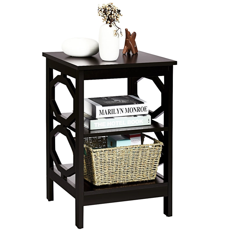 3-tier Nightstand Sofa Side End Accent Table-Coffee