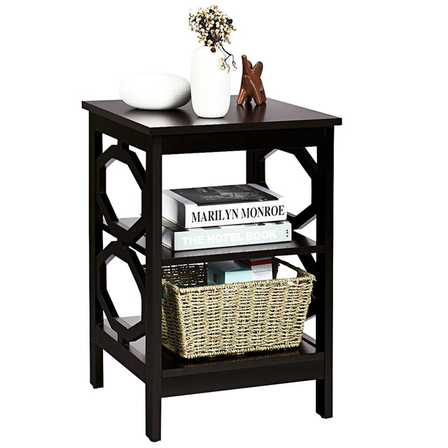 3-tier Nightstand Sofa Side End Accent Table-Coffee