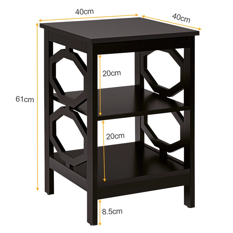3-tier Nightstand Sofa Side End Accent Table-Coffee