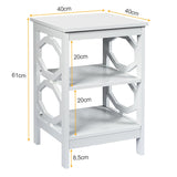 3-tier Nightstand Sofa Side End Accent Table-White