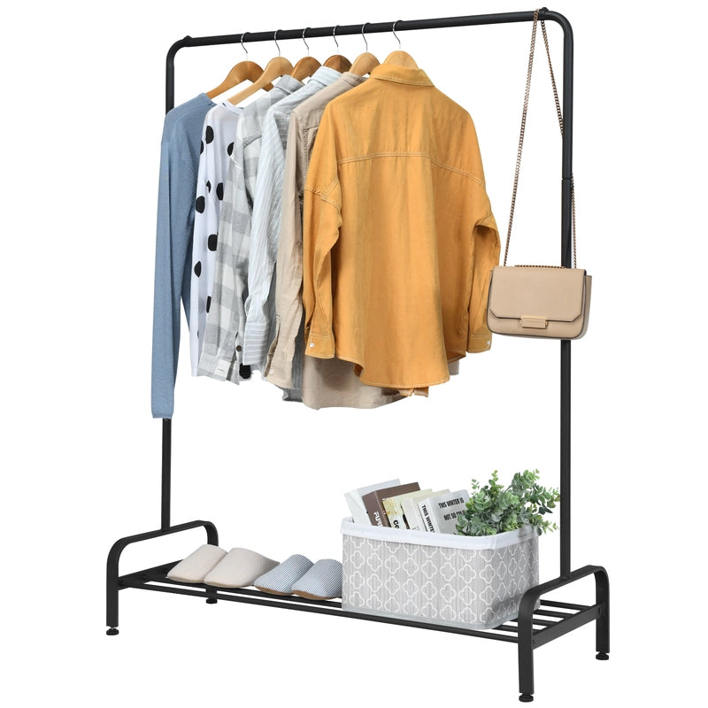 Freestanding 2 in 1 Cloth Rack with Anti-Slip Stoppers for Living Room/ Bedroom