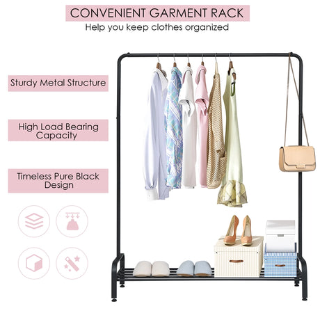 Freestanding 2 in 1 Cloth Rack with Anti-Slip Stoppers for Living Room/ Bedroom