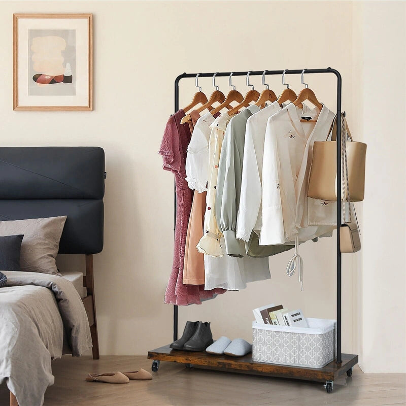 Rolling Garment Rack with Lockable Casters for Residential Commercial Use