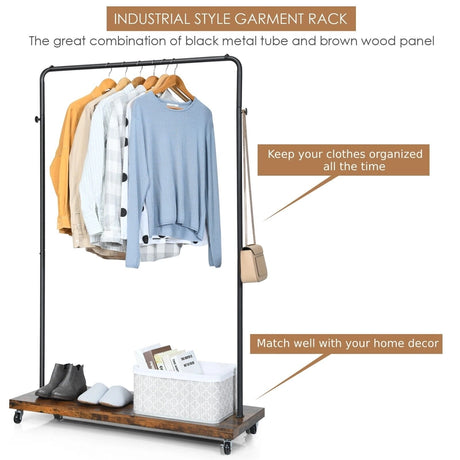 Rolling Garment Rack with Lockable Casters for Residential Commercial Use
