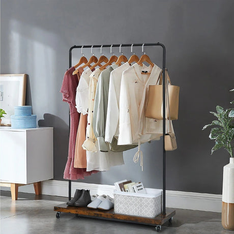 Rolling Garment Rack with Lockable Casters for Residential Commercial Use