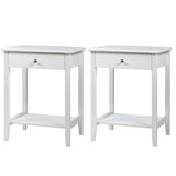 Set of 2 Wooden Bedside Sofa Table-White