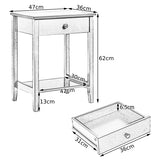 Set of 2 Wooden Bedside Sofa Table-White