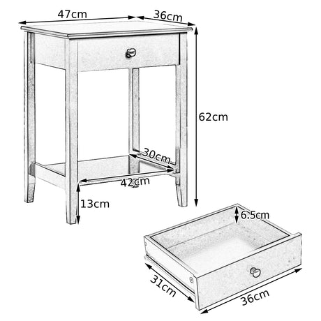 Set of 2 Wooden Bedside Sofa Table-White