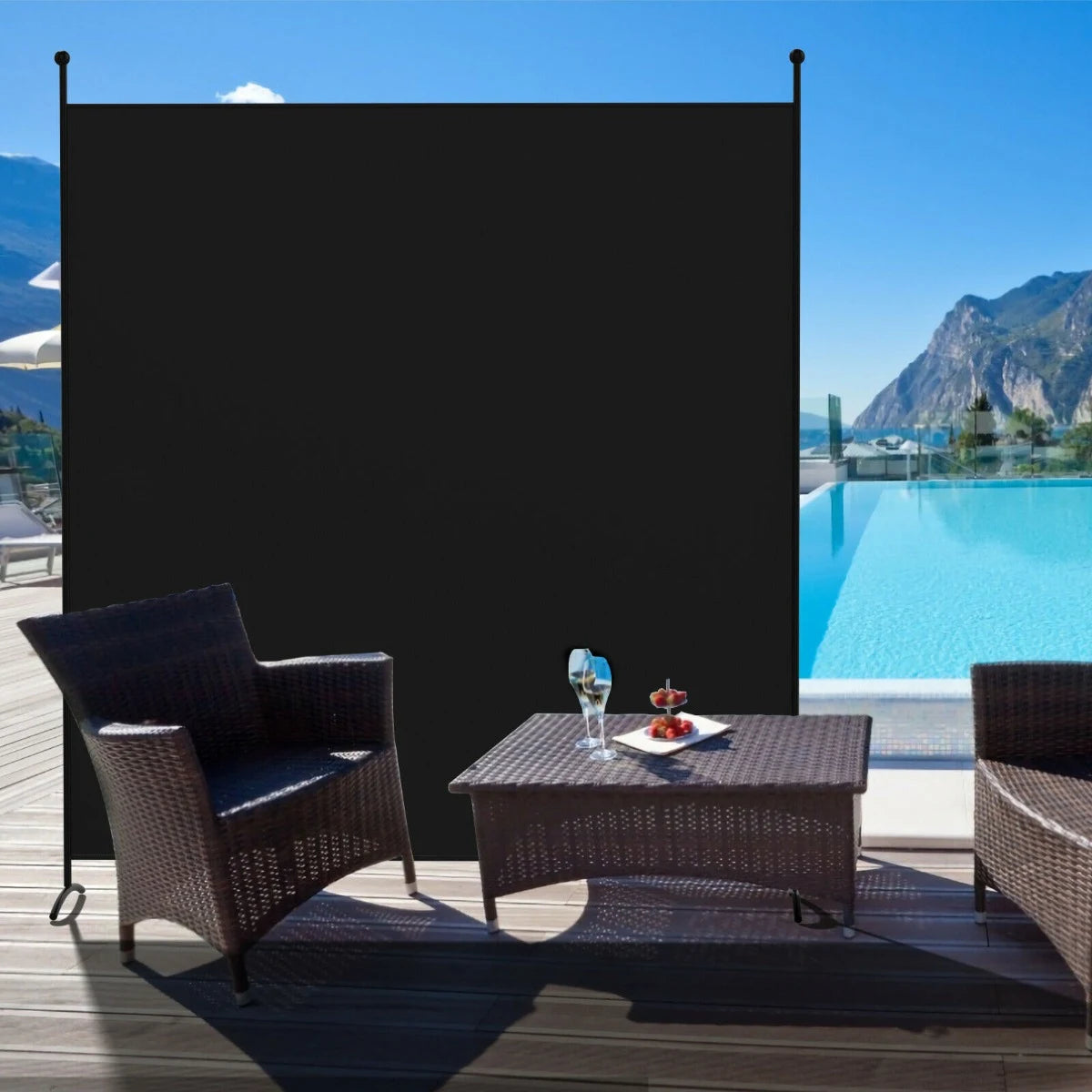 Single Panel Room Divider Privacy Partition Screen for Office Home-Black