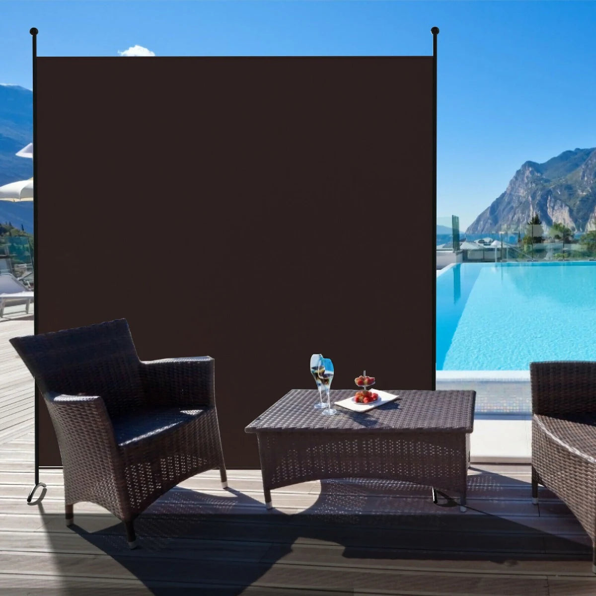 Single Panel Room Divider Privacy Partition Screen for Office Home-Brown