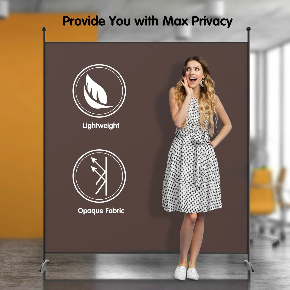 Single Panel Room Divider Privacy Partition Screen for Office Home-Brown