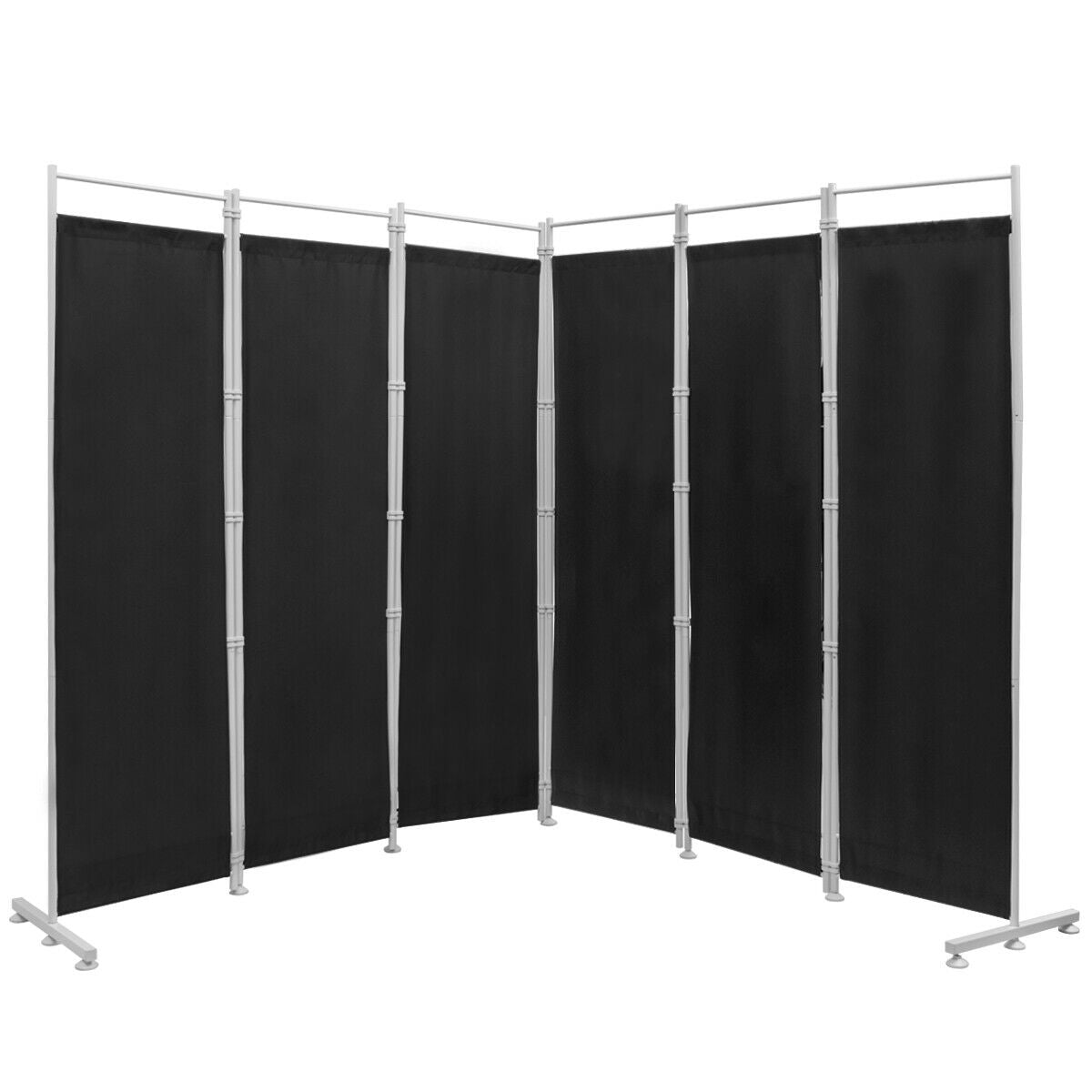 6-Panel Room Divider Folding Privacy Screen -Black