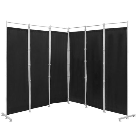 6-Panel Room Divider Folding Privacy Screen -Black