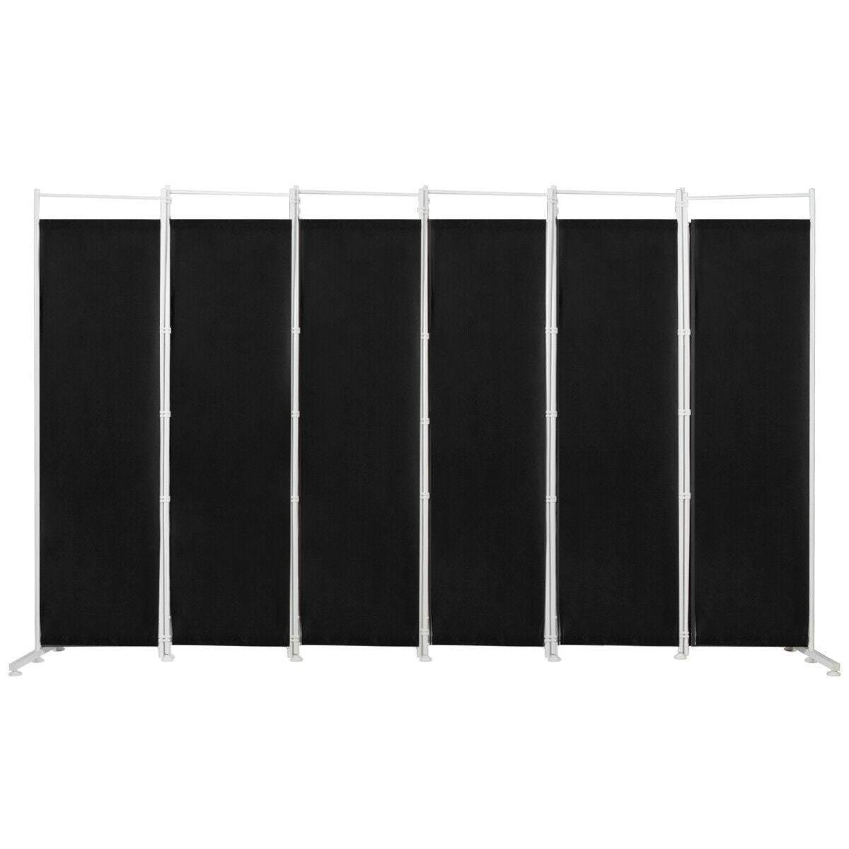 6-Panel Room Divider Folding Privacy Screen -Black