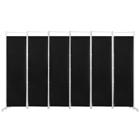 6-Panel Room Divider Folding Privacy Screen -Black