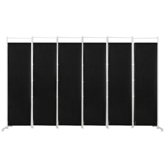 6-Panel Room Divider Folding Privacy Screen -Black