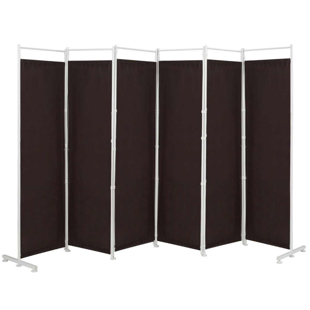 6-Panel Room Divider Folding Privacy Screen -Brown