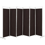 6-Panel Room Divider Folding Privacy Screen -Brown