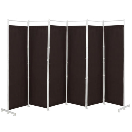 6-Panel Room Divider Folding Privacy Screen -Brown