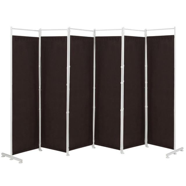 6-Panel Room Divider Folding Privacy Screen -Brown