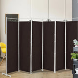6-Panel Room Divider Folding Privacy Screen -Brown