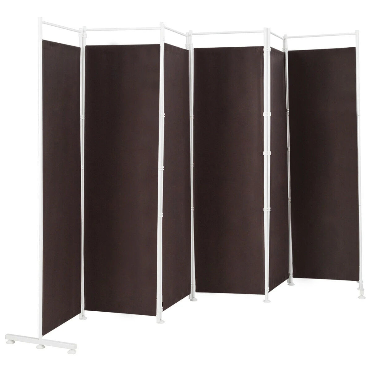 6-Panel Room Divider Folding Privacy Screen -Brown