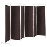 6-Panel Room Divider Folding Privacy Screen -Brown