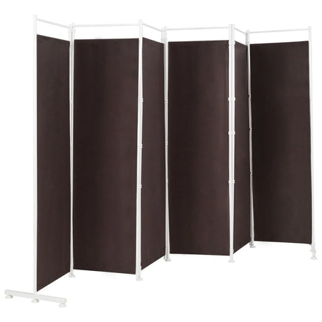 6-Panel Room Divider Folding Privacy Screen -Brown