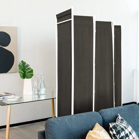 6-Panel Room Divider with Adjustable Foot Pads-Grey