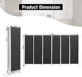 6-Panel Room Divider with Adjustable Foot Pads-Grey