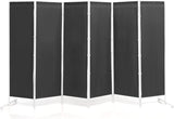 6-Panel Room Divider with Adjustable Foot Pads-Grey
