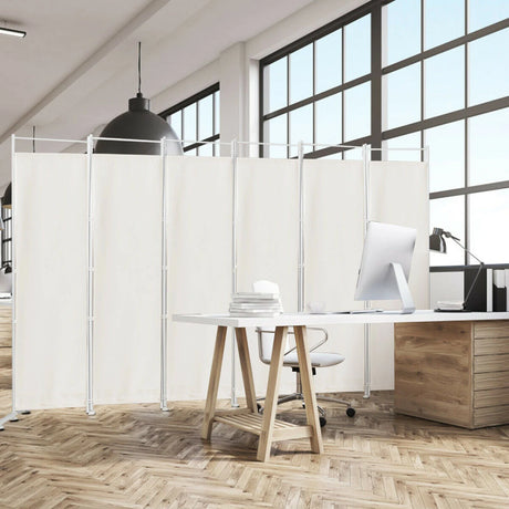 6-Panel Room Divider Folding Privacy Screen-White