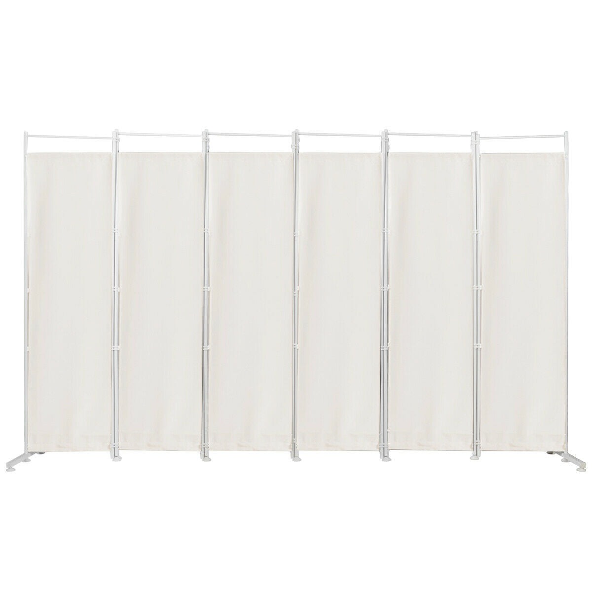 6-Panel Room Divider Folding Privacy Screen-White