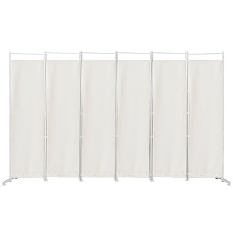 6-Panel Room Divider Folding Privacy Screen-White