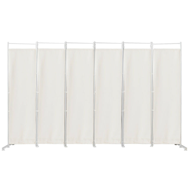 6-Panel Room Divider Folding Privacy Screen-White