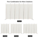 6-Panel Room Divider Folding Privacy Screen-White