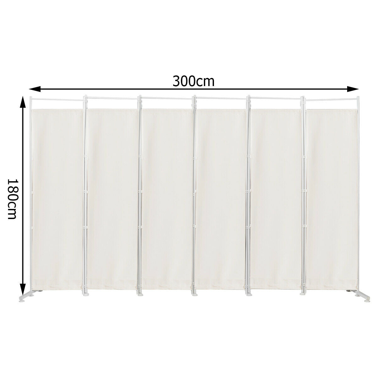 6-Panel Room Divider Folding Privacy Screen-White