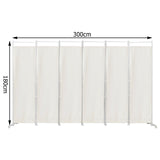 6-Panel Room Divider Folding Privacy Screen-White