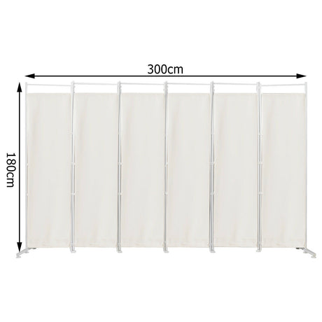 6-Panel Room Divider Folding Privacy Screen-White