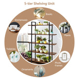 3/5 Tiers Industrial Bookcase with Metal Frame for Home Office-5-Tier