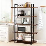 3/5 Tiers Industrial Bookcase with Metal Frame for Home Office-5-Tier