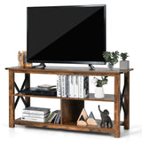 Modern Farmhouse TV Stand Entertainment Center for TV's up to 55-Inch with Open Shelves-Brown