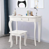 Kids Dressing Table Set with Stool &amp; Mirror for Children Ages 3-7-White