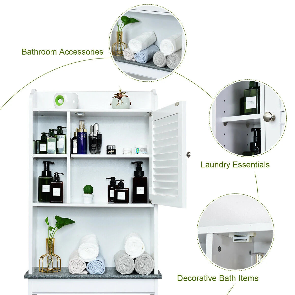 4-Tier Bathroom Over-The-Toilet Storage Cabinet with 5-Level Adjustable Shelves