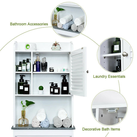 4-Tier Bathroom Over-The-Toilet Storage Cabinet with 5-Level Adjustable Shelves