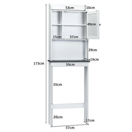 4-Tier Bathroom Over-The-Toilet Storage Cabinet with 5-Level Adjustable Shelves