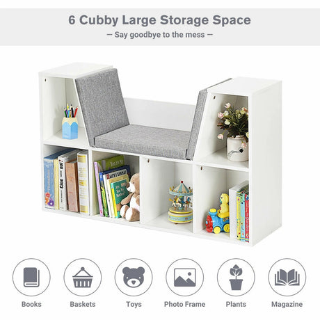 Modern Storage Organizer Cabinet with Seat Cushion-White